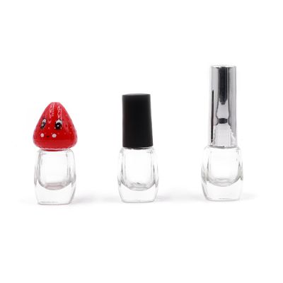 5ml clear mini empty colored nail polish bottle with cute cap 