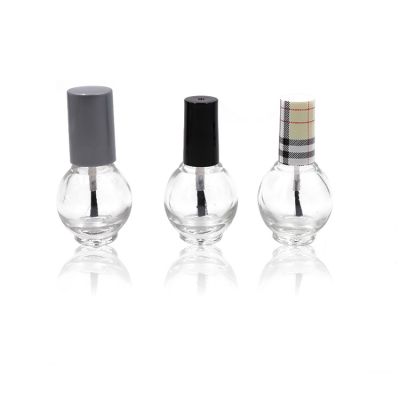Factory supply Empty Clear Gel Nail Polish Glass Bottle 11ml With Cap and Brush 