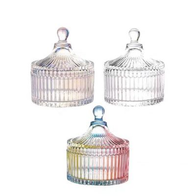 East European style stripe glass jars for table decoration candy jars 