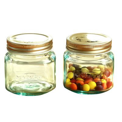 Glass sealed canister storage jar glass bottle four seasons jar honey jar jam bottle tea can screw cap 