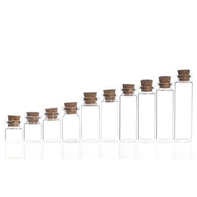 cheap mini clear 4ml 5ml 6ml 7ml 8ml 10ml 12ml 20ml wishing drifting glass vial glass jar with cork lid 