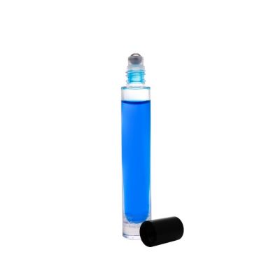10ML Slender Thick Bottom Glass Roll On Bottle With Metal Roller ball And Black Plastic Cap 