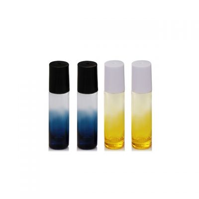 Beautiful fade color printing light yellow gemstones roller ball essential oil bottle,essential oil roller bottles 