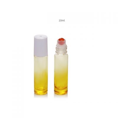 High quality shiny color printing gemstones roller ball perfume oil use glass roller bottles with white cap 