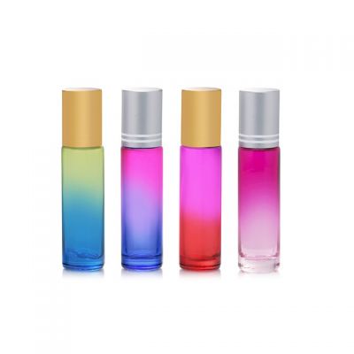 Wholesale 10ml roll on glass bottle in gradient colours with aluminium cap 