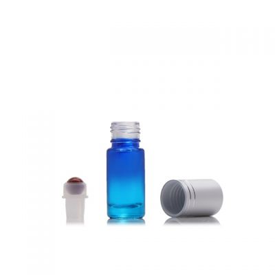 Wholesale 5ml blue gradient roll on bottle with gemstone roller ball 
