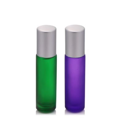 Wholesale green purple 10ml roll on bottle with matching cap 