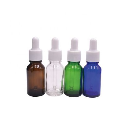 free sample stocks glass oil dropper bottle 15ml clear blue amber green dropper bottle with white plastic dropper 