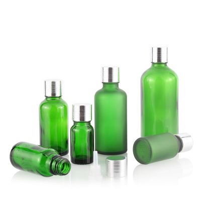 20ml green essential oil glass bottles with electrochemical aluminum covers 