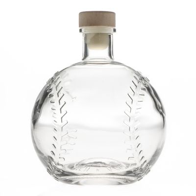 Baseball Shaped Clear Empty 750ml glass foreign liquor bottle 75cl glass wine bottle 
