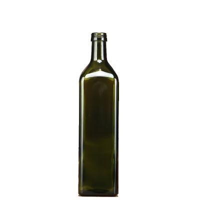 Cheap Price 1 Liter Square Dark Green Glass Olive Oil Bottle 