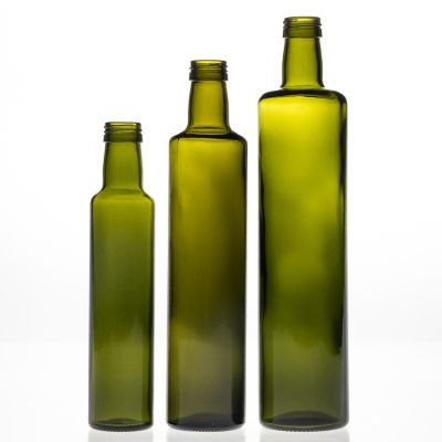 Factory Outlet Empty Green Coloured Round Cooking Oil Bottles 750ml Glass Olive Oil Bottle Empty 