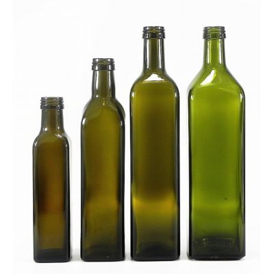 In stock 100ml 250ml 500ml 750ml 1000ml dark green square cooking edible olive oil glass bottle 