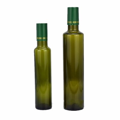 Glasses Manufacturer Cooking Oil Packaging 250ml 500ml Round Green Olive Oil Bottles with top 