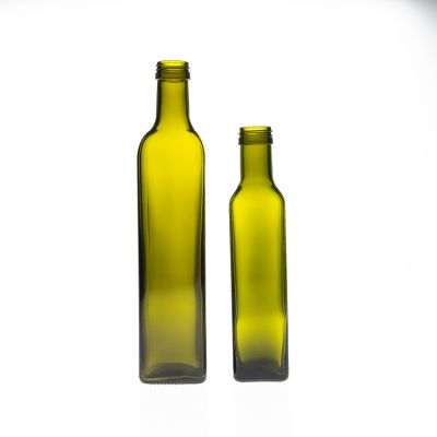 Cooking Oil Factory Use 500ml 50cl Square Green Olive Oil Glass Bottle with Aluminum Cap 