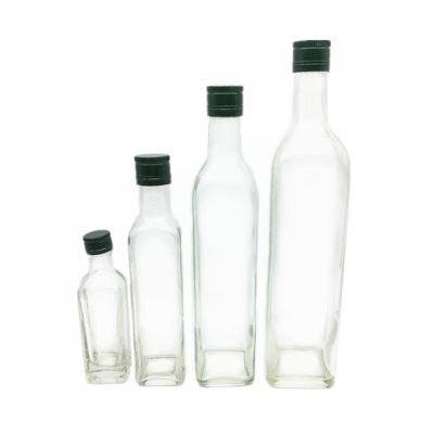 750ml 500ml 250ml 100ml square clear glass olive oil bottle with aluminum caps 