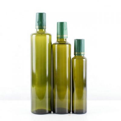 250ml 500ml 750ml empty olive oil glass bottle round shape dark green glass olive oil bottle 