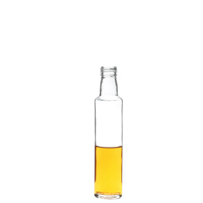 Small capacity round empty clear 250ml storage olive oil glass bottle with screw cap 