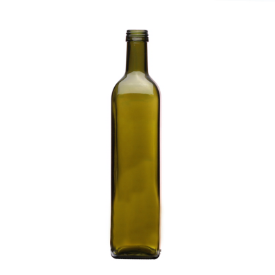 Top grade quality square kitchen sauce 750ml green glass bottles olive oil with screw lid 