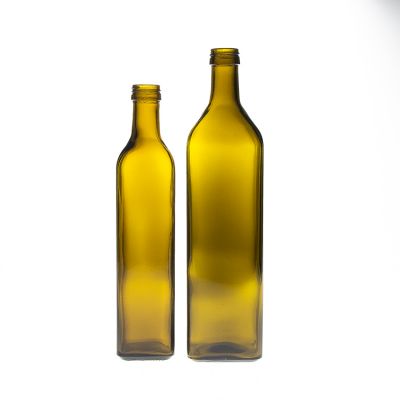 750ml Marasca Dark Green Square Shaped Glass Olive Oil Bottle with Match Cap