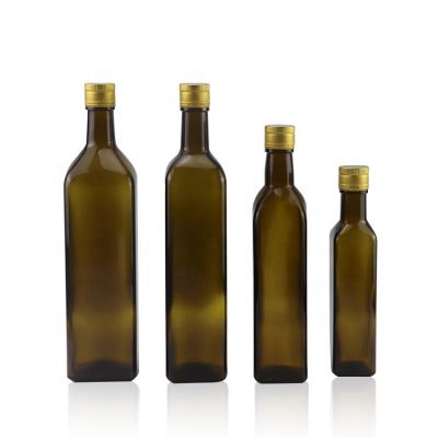 WholeSale High Quality 250ml 500ml 750ml 1000ml Amber Square Glass Olive Oil Bottle With Screw Cap 