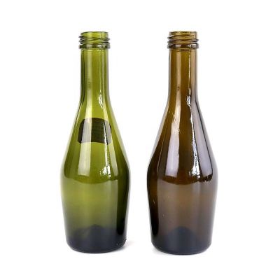 Wholesale empty unique Two tone small wine olive oil bottles empty green brown 200ml marasca glass bottle olive oil 