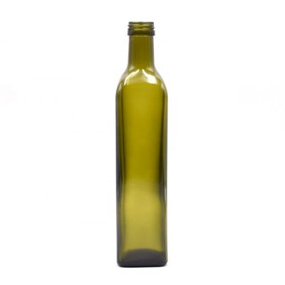 500ML Square Empty Dark Green Glass Olive Bottle Oil 