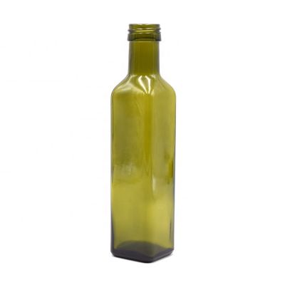 Dimension Square Empty Dark Green Glass Olive Oil Bottle 250ML 