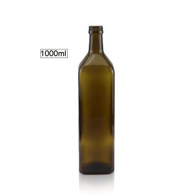 Square Olive Amber Cooking Olive Oil Glass Bottle Kitchenware Soy Sauce Vinegar Glass Bottle 1000ml 
