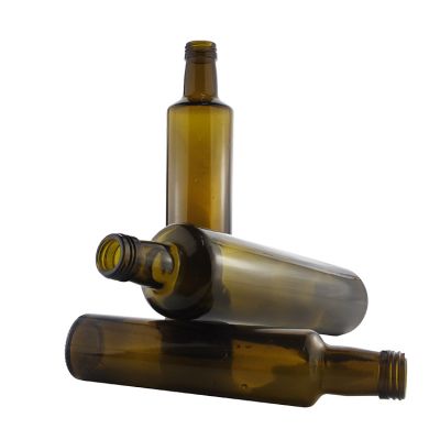 Eco-Friendly Round Amber Empty 250 ML 500 ML 750 ML Cooking Oil Glass Bottle For Olive Oil With Aluminum Screw Cap 