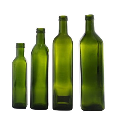 Eco-Friendly Empty Green 100 ML 250 ML 500 ML 750 ML 1000 ML Square Glass Bottle For Olive Oil With Aluminum Screw Cap 