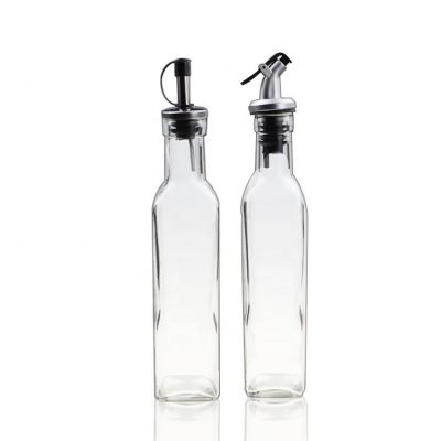 250ml Square Kitchen Glass Olive Oil Bottle Mini Olive Oil Glass Bottles For Cooking Oil 