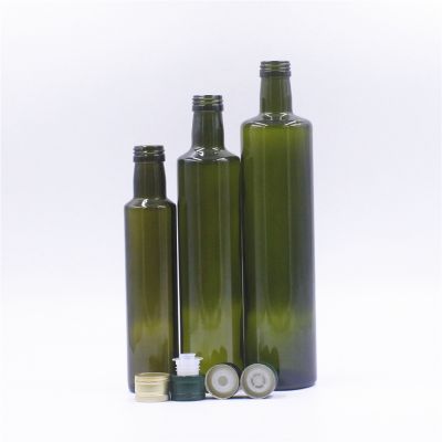 Food grade eco-friendly 100ml 250ml 375ml 500ml 750ml marasca round olive oil glass bottle with aluminum cap 