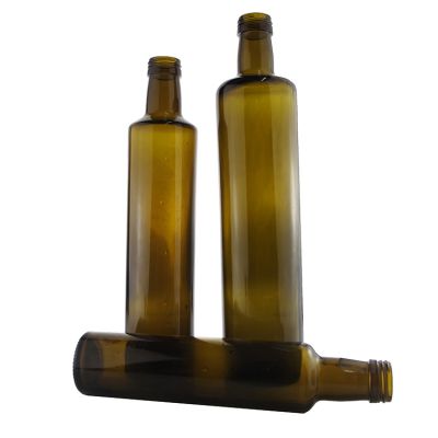 Wholesale Round Amber Empty 250 ML 500 ML 750 ML Glass Bottle For Olive Oil With Aluminum Screw Cap 