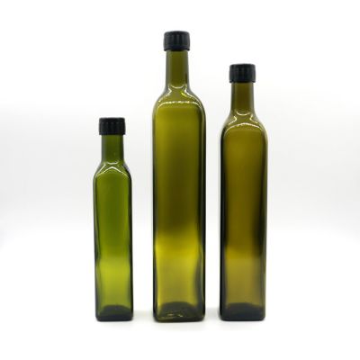 Custom Logo Clear Circle Square Oil Bottle 250ml Olive Oil Luxury Bottle Green Oud Oil Bottle With Lid