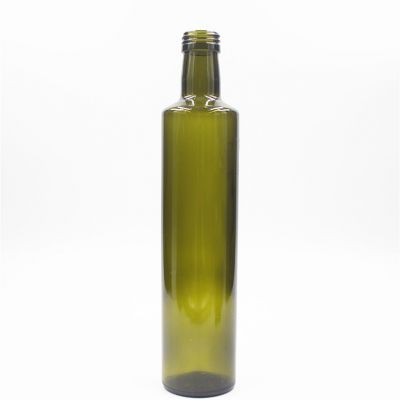 Hot sale round shape antique dark green 250ml edible olive oil glass bottles 