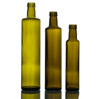 250ml 500ml 750ml 1000ml Cylinder square dark green glass olive oil bottle with plastic pourer , cooking oil container 