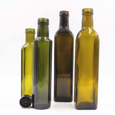 Hot sale round shape antique dark green screw cap 250ml olive oil glass bottle