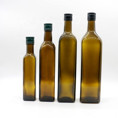 Custom Logo Clear Square Circle 250ml 500ml 750ml Luxury 375Ml Olive Oil Bottle Dark Green Olive Oil Luxury Bottle With Lid 