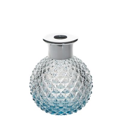 Crystal Diamond Embossed 200ml Ball Shaped Fragrance Bottle glass Reed Diffuser Bottle 