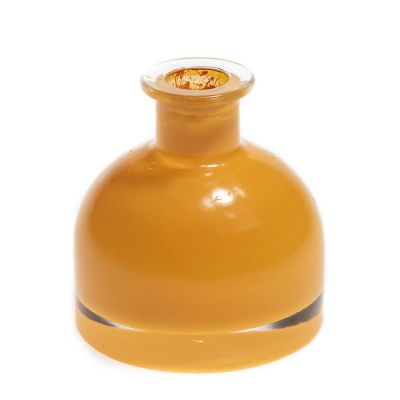 Orange Coloured Half Ball Shaped 90ml Empty glass reed diffuser bottle aromatherapy bottle with Cork 