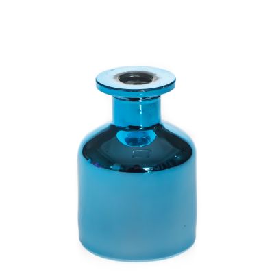 Metal Shiny Blue Perfume Bottle 80ml Fragrance Reed Diffuser Glass Bottle 