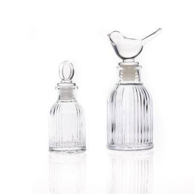 Customized Design Crystal 100ml Round Clear Aroma Reed Diffuser Glass Bottle with Glass Lids