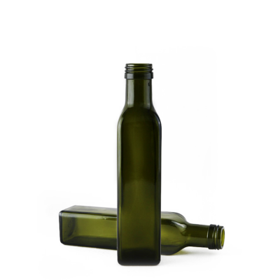 High quality antique green 250ml square olive oil glass bottle 