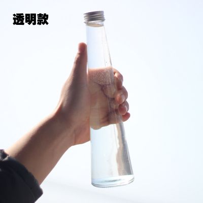 Wholesale Frosted Transparent Classic Cone Glass Juice Bottle 300ml 500ml