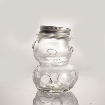 Wholesale 350ml Glass Animal Juice /Beverage /Milk Cute Honey Jar Bear Bottle 