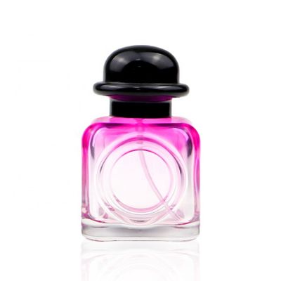 Cube Shaped 50ml Pink Glass Perfume Spray Bottle 