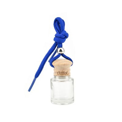 10ml Empty Car Diffuser Perfume Bottle With Wood Cap Hanging Corded Rope for Car Air Freshener 