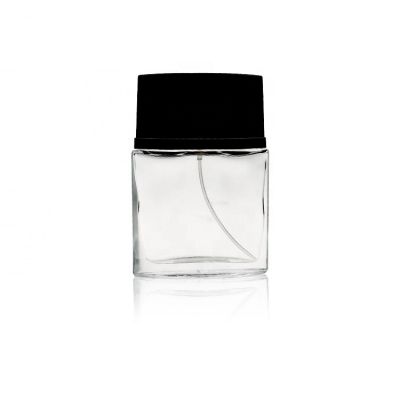 50ml men flat square perfume spray bottle with black cap 