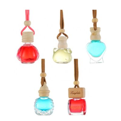Wooden cover sling car diffuser empty glass perfume bottle 